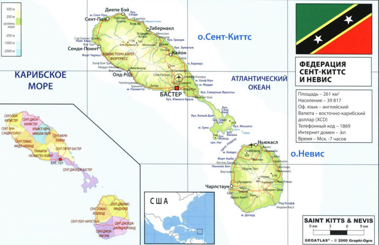 карта Сент-Китс и Невис